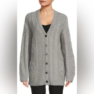 Theory | Wool Cashmere Cable Cardigan Long Line Gray Women's Sz‎ L